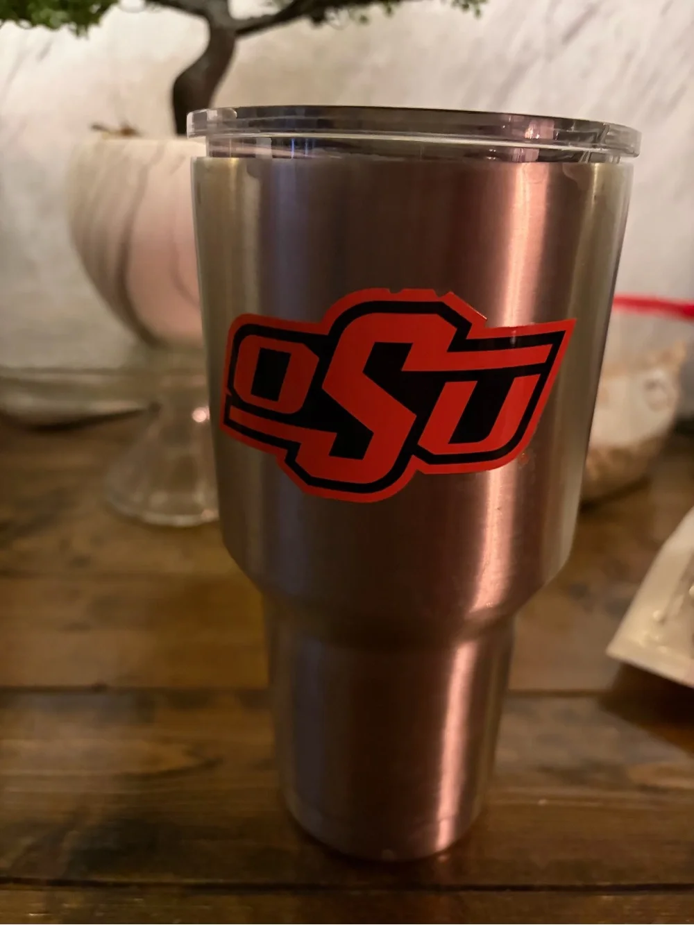 Stainless Steel Insulated Tumbler with Orange OSU Logo